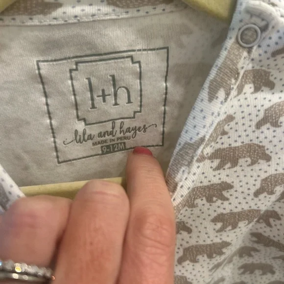 Lila and Hayes Adorable Bear Print Kids One Piece! 9-12 month Pima cotton! - Picture 2 of 5